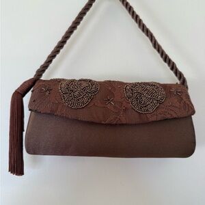 Bijoux Terner Brown Beaded Evening Bag